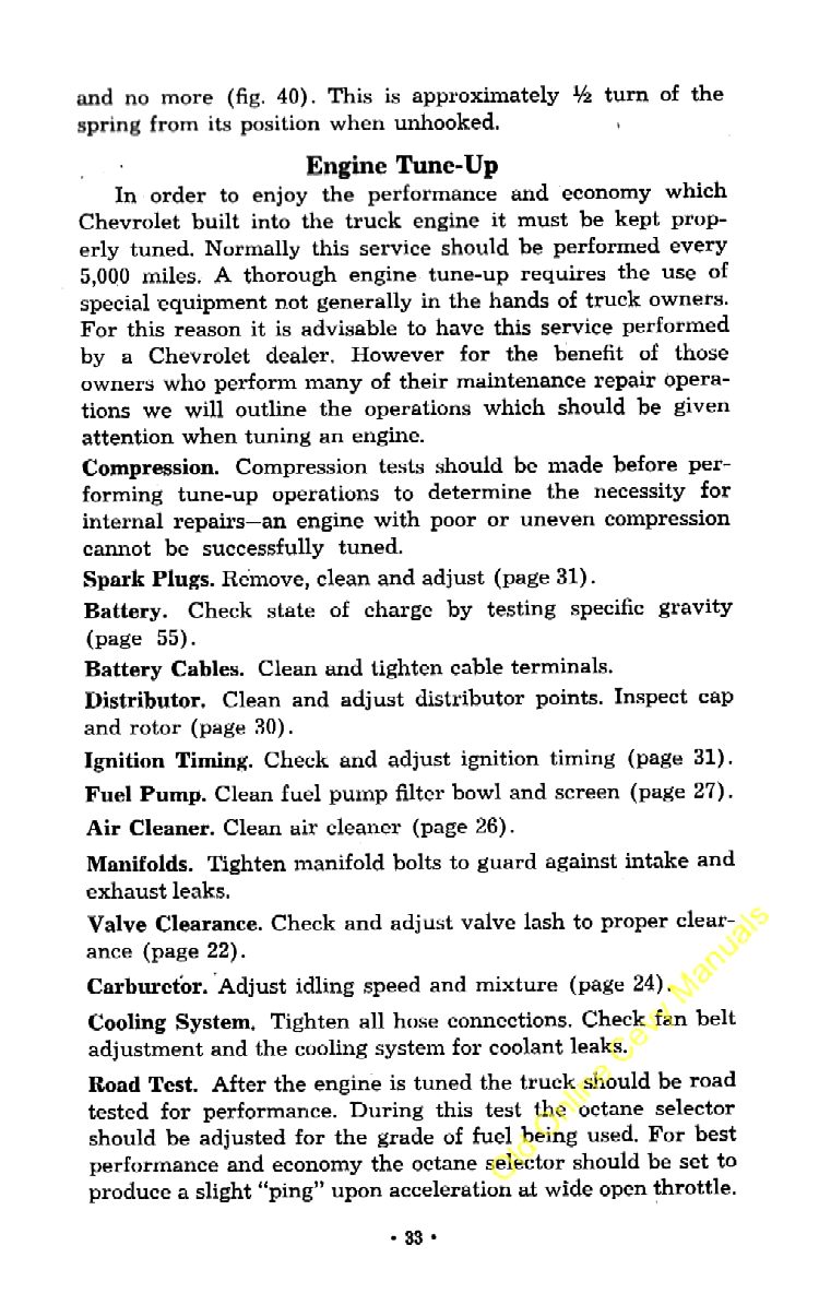 1953 Chevrolet Trucks Operators Manual Page 52